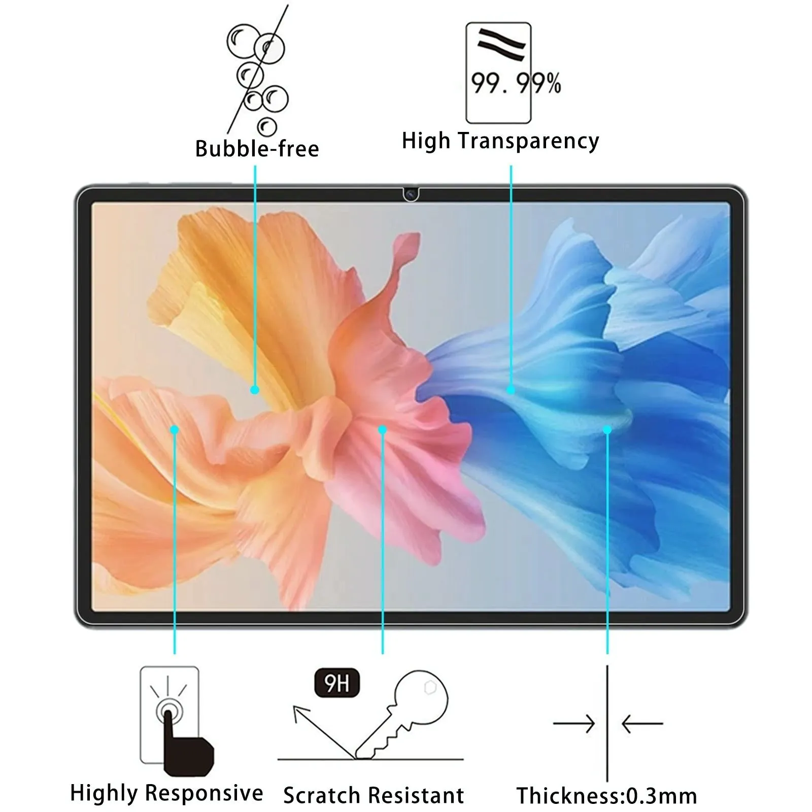 2-Pack 9H Tempered Glass Film 0.3Mm Thickness Explosion-Proof
