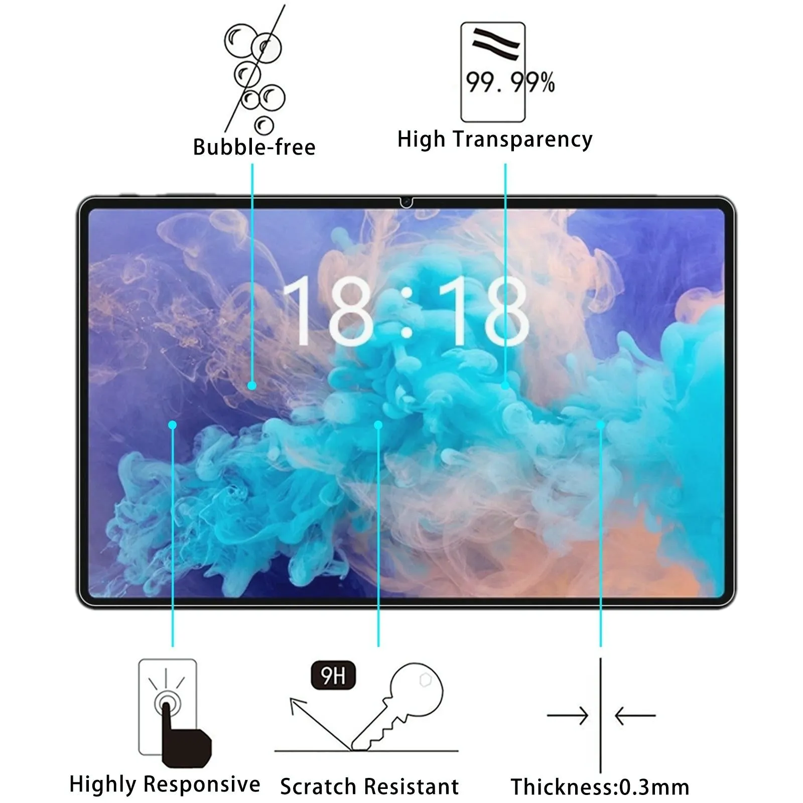 2-Pack 9H Tempered Glass Film 0.3Mm Thickness Explosion-Proof