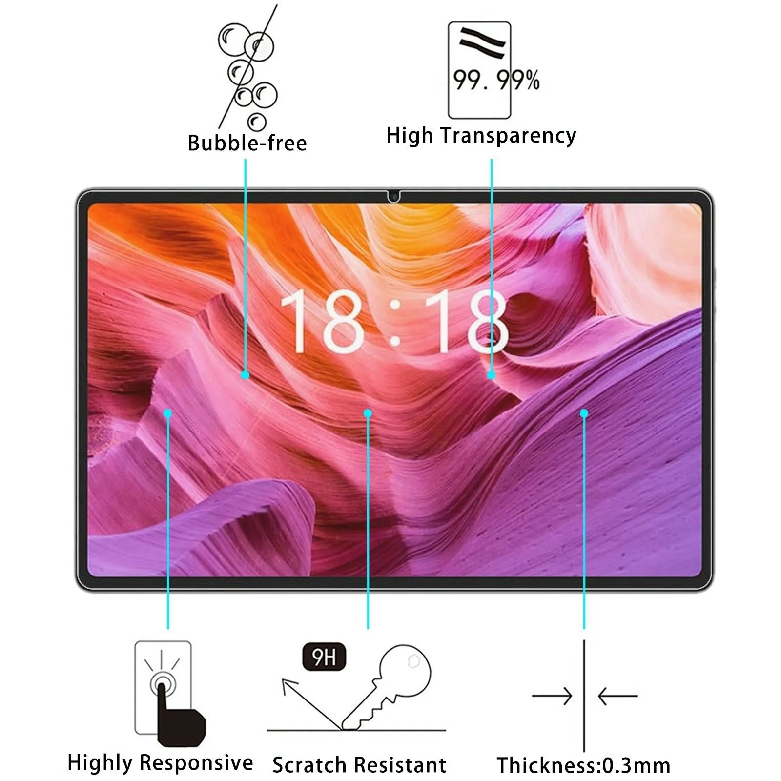 2-Pack 9H Tempered Glass Film 0.3Mm Thickness Explosion-Proof
