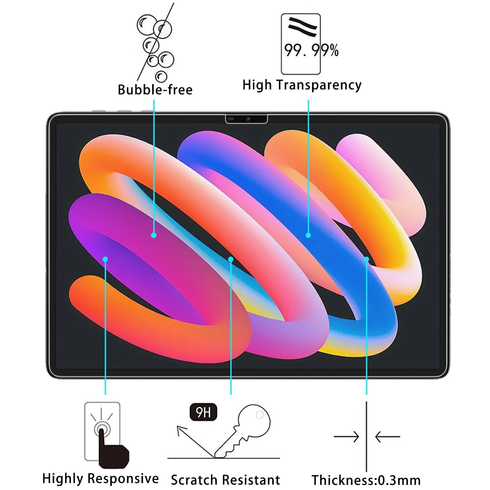 2-Pack 9H Tempered Glass Film 0.3Mm Thickness Explosion-Proof