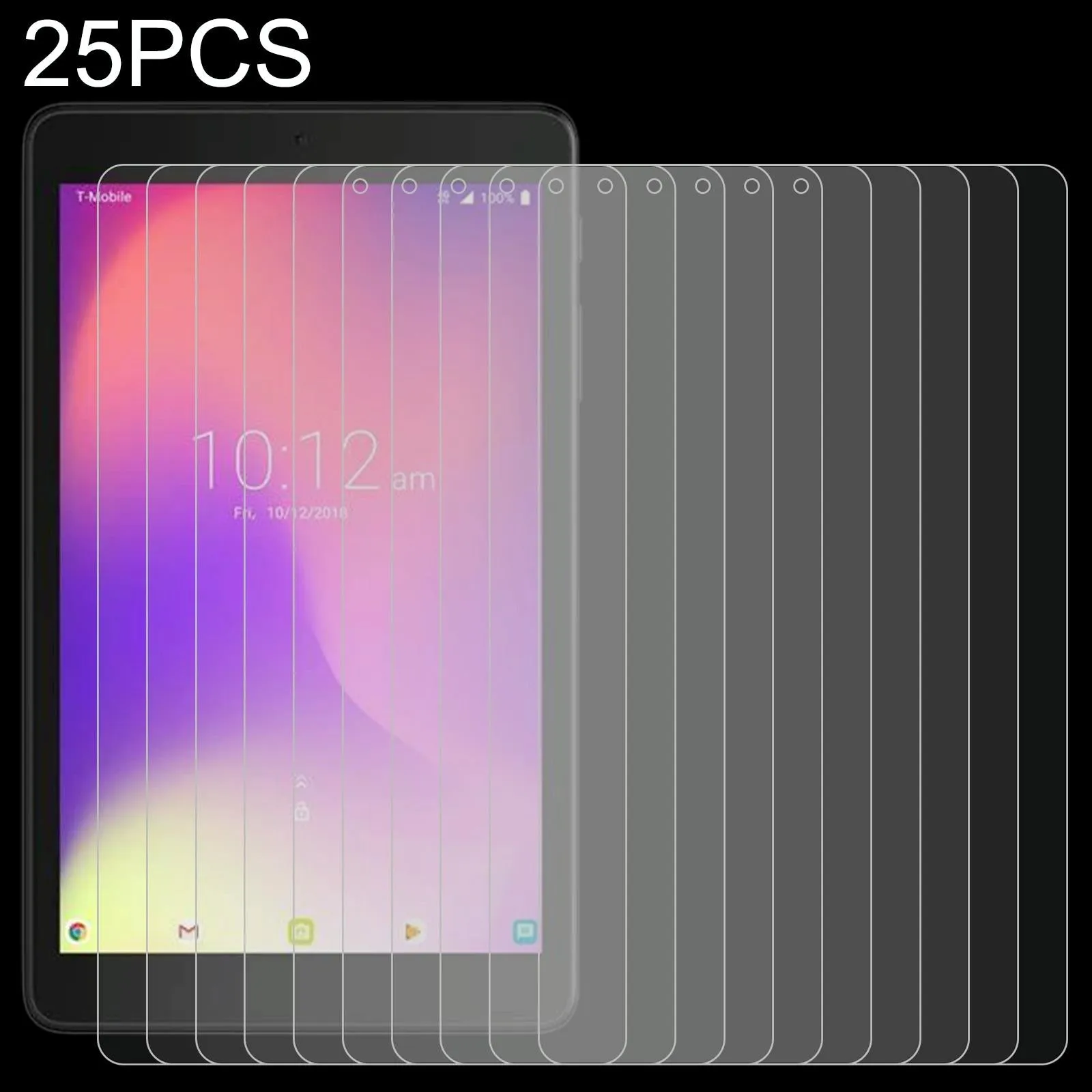 25-Pack Tempered Glass Film For Alcatel 3T 8 Tablet - 9H 2.5D Explosion-Proof