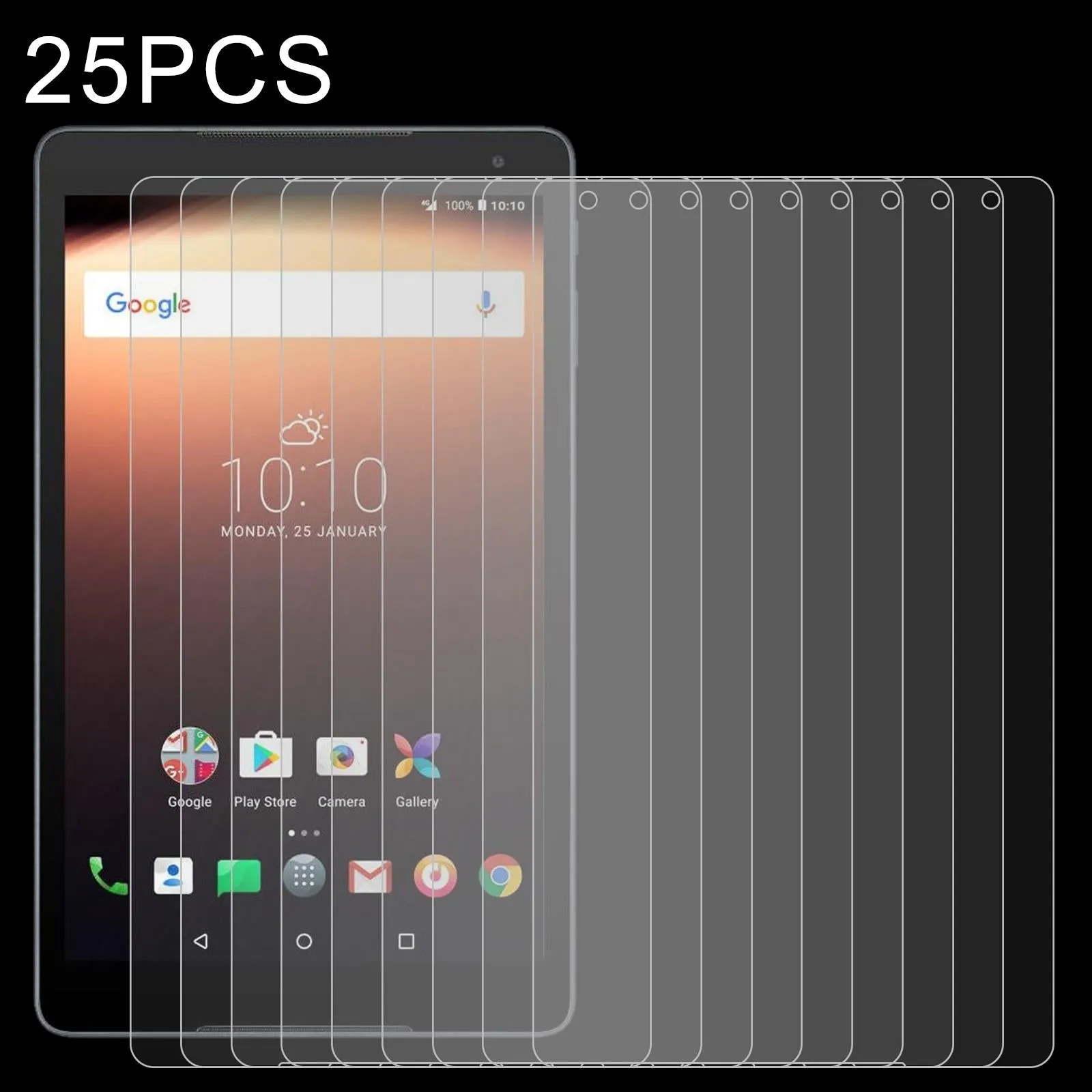 25-Pack Tempered Glass Film For Alcatel A3 10 Lte Tablet - 9H Hardness 2.5D Explosion-Proof