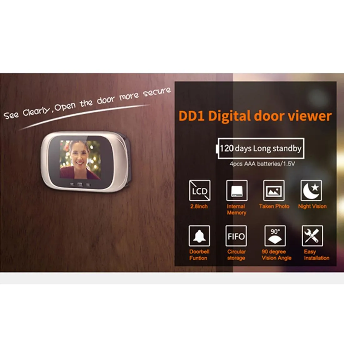 2.8 Lcd Screen Cat Eye Doorbell With Night Vision