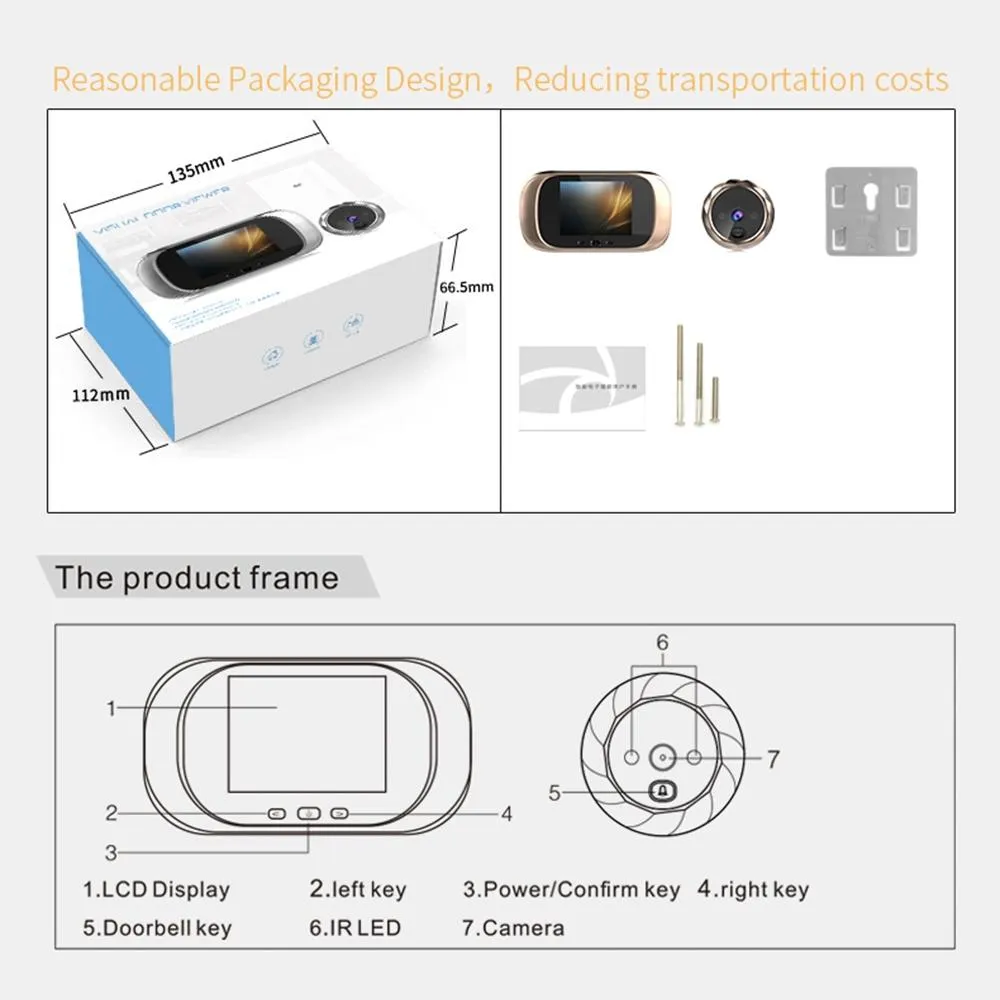 2.8 Lcd Screen Cat Eye Doorbell With Night Vision