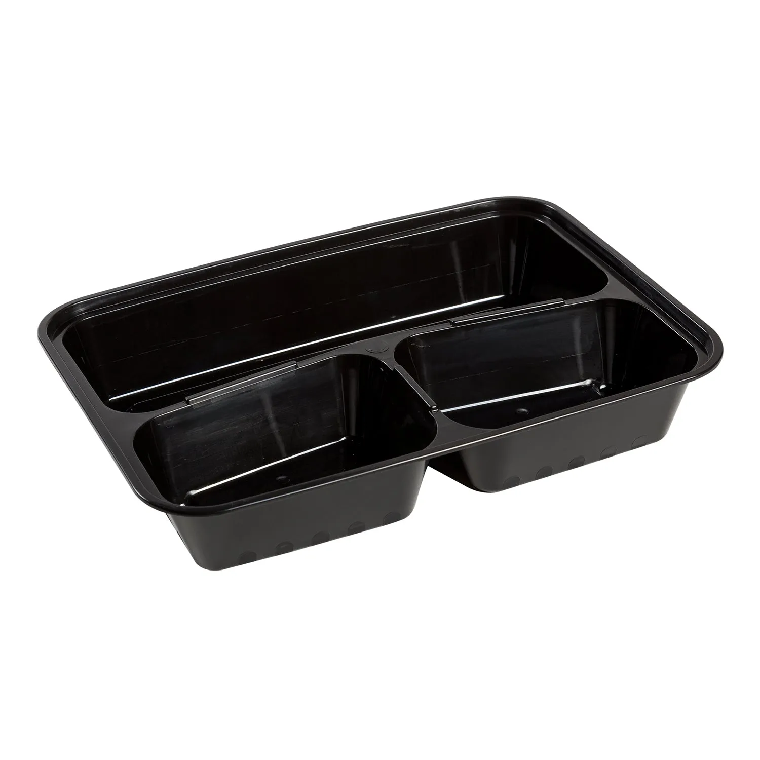 3 Compartment 33 oz. Rectangular Black Containers and Lids, Case of 150