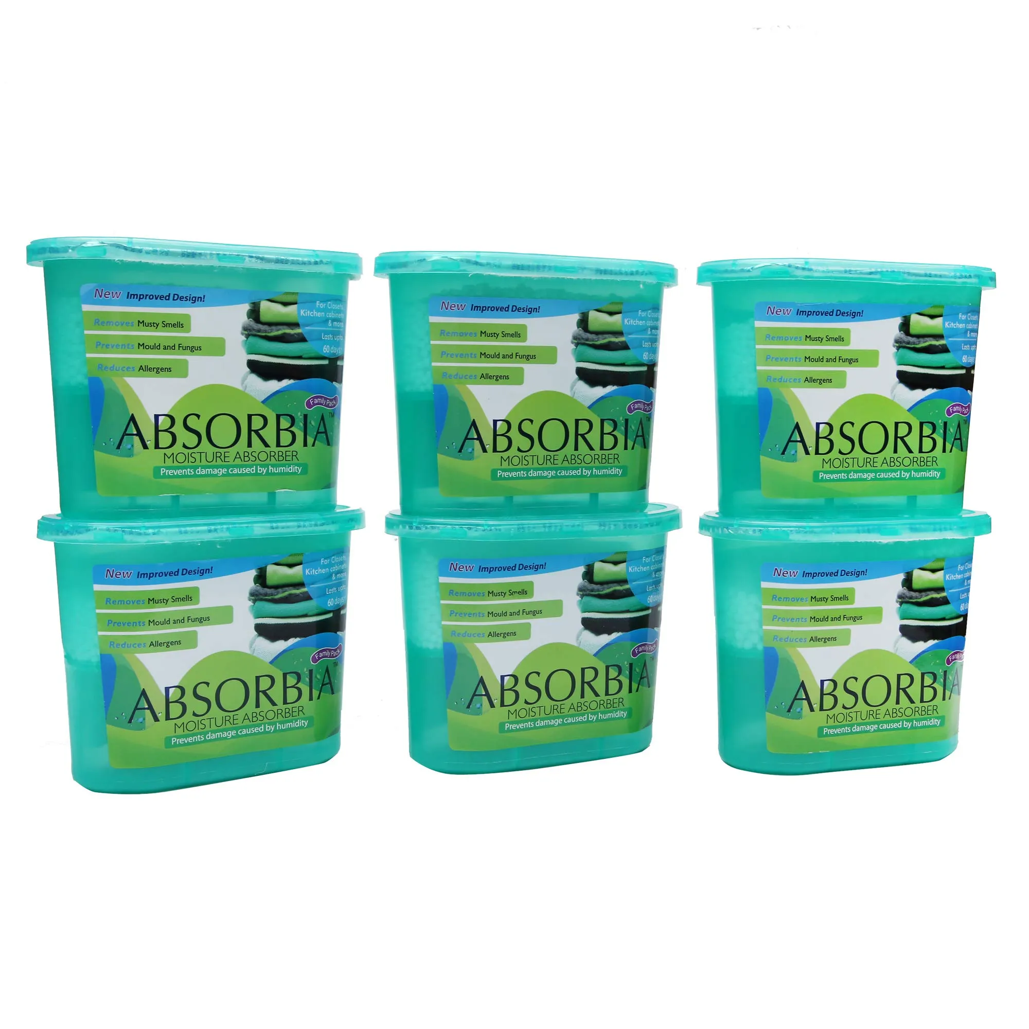 Absorbia Moisture Absorber Classic Box(300g each)- Season Pack of 6 (Absorbs upto 600ml Each) and High grade Coconut Charcoal Bag 200g long lasting Non electric air purifying bag for various spaces
