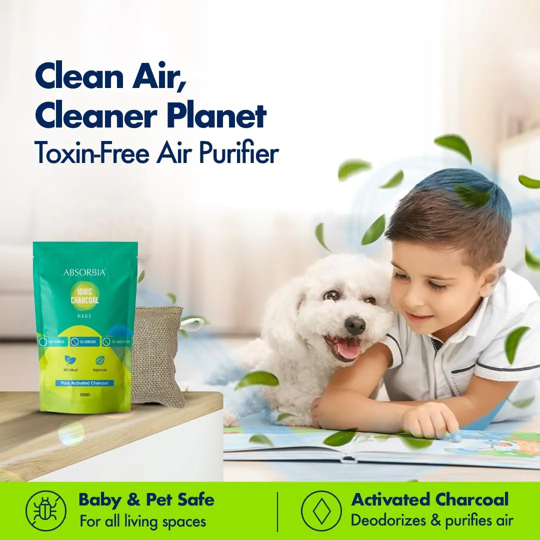 Absorbia Moisture Absorber Classic Box(300g each)- Season Pack of 6 (Absorbs upto 600ml Each) and High grade Coconut Charcoal Bag 200g long lasting Non electric air purifying bag for various spaces