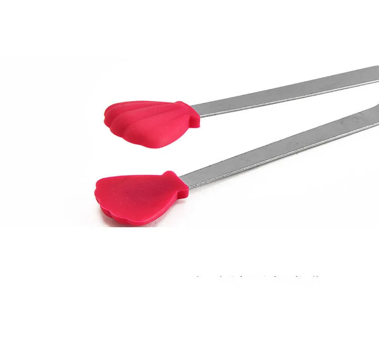 Children's Stainless Steel Mini Food Tongs Silicone Sugar Cubes
