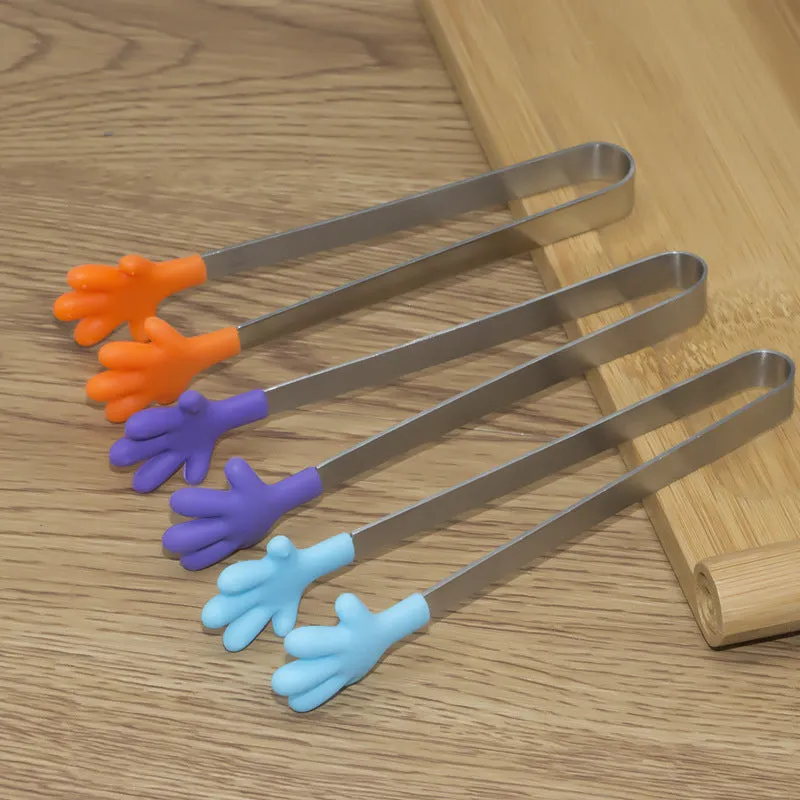 Children's Stainless Steel Mini Food Tongs Silicone Sugar Cubes