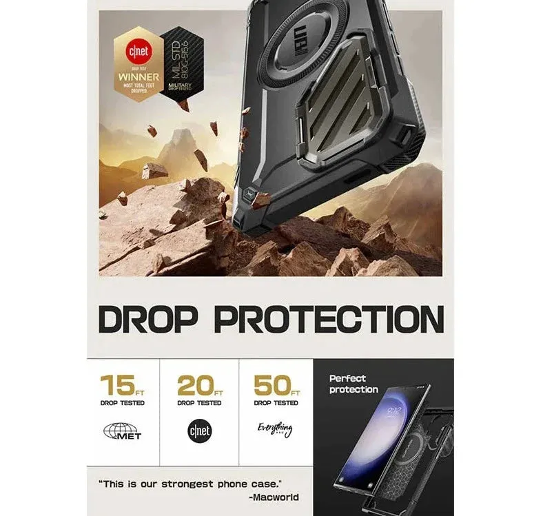For Samsung Galaxy S24 Ultra 6.8 Inch Ub Mag Xt Full Body Rugged Case with Camera Cover & Built-in Kickstand