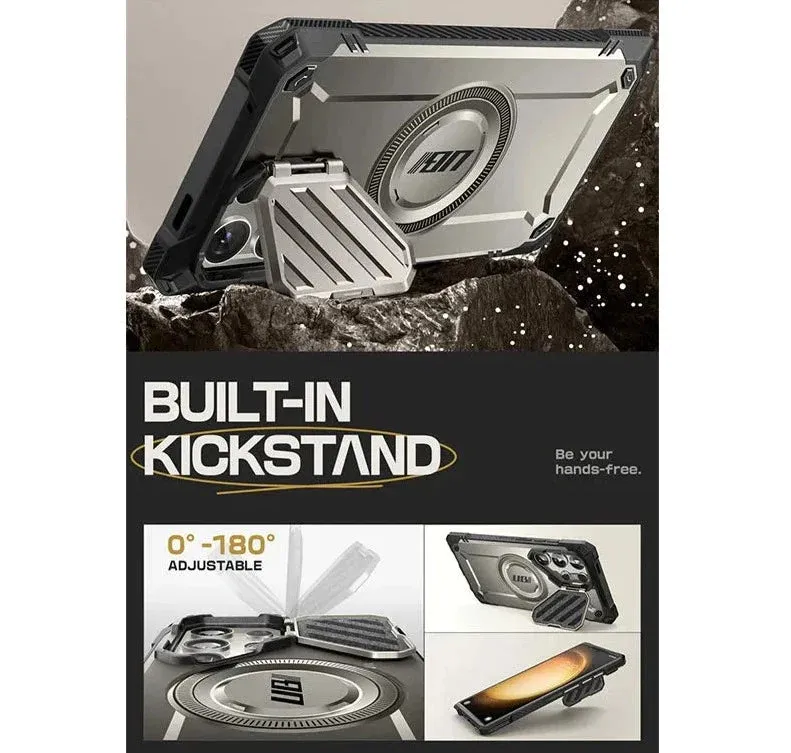 For Samsung Galaxy S24 Ultra 6.8 Inch Ub Mag Xt Full Body Rugged Case with Camera Cover & Built-in Kickstand
