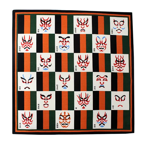 Furoshiki, Japanese Traditional Handkerchief Wrapping Cloth - Small, White Kabuki