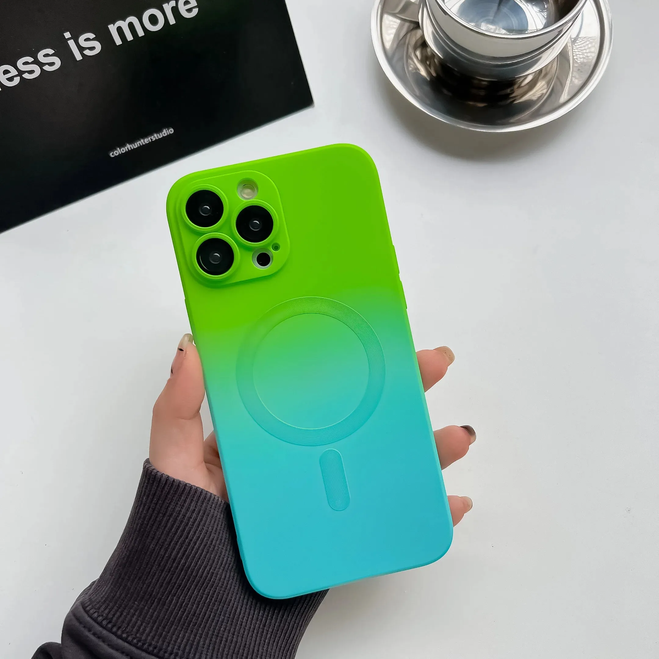 Gradient Dual-Color Magnetic Liquid Silicone Phone Case