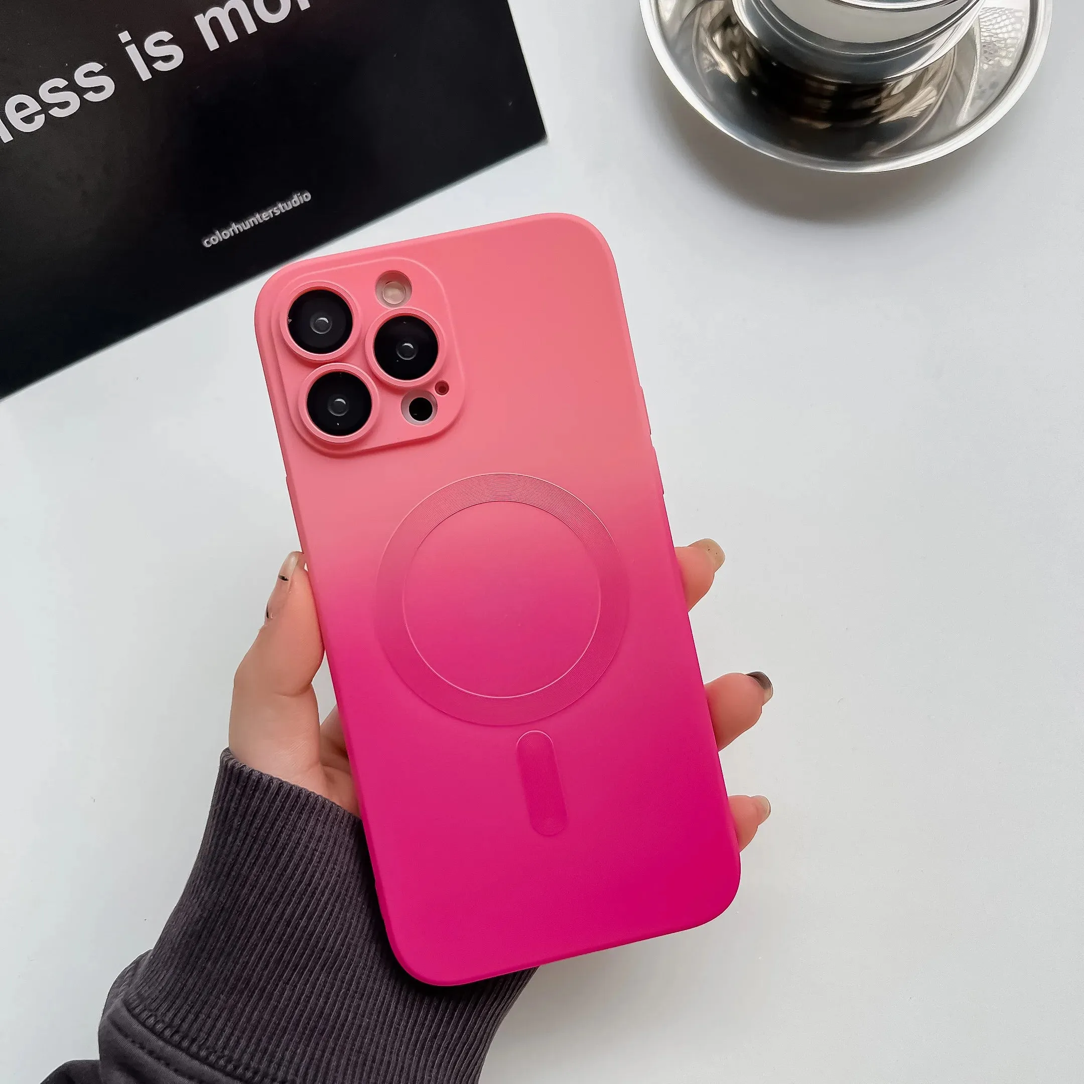 Gradient Dual-Color Magnetic Liquid Silicone Phone Case