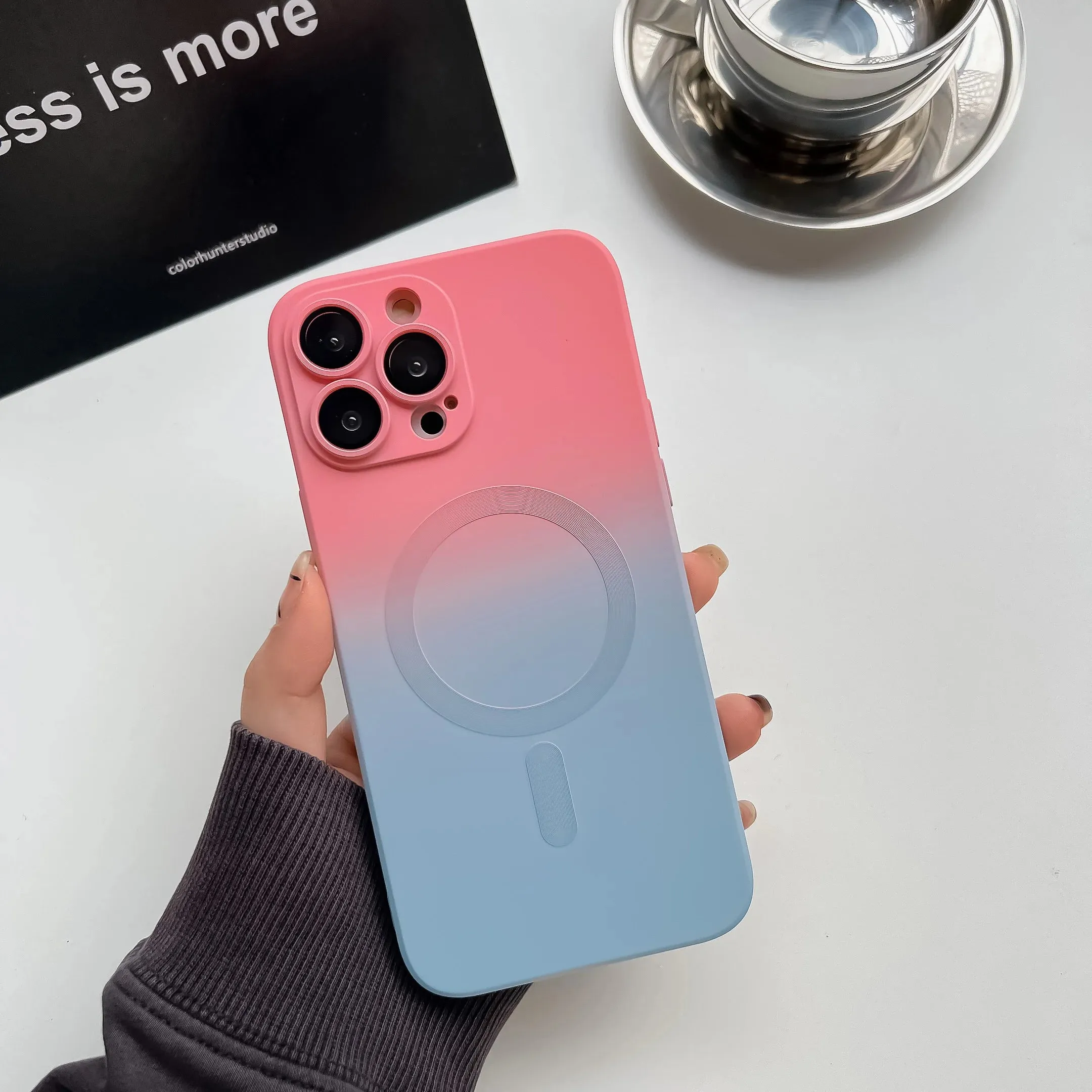 Gradient Dual-Color Magnetic Liquid Silicone Phone Case
