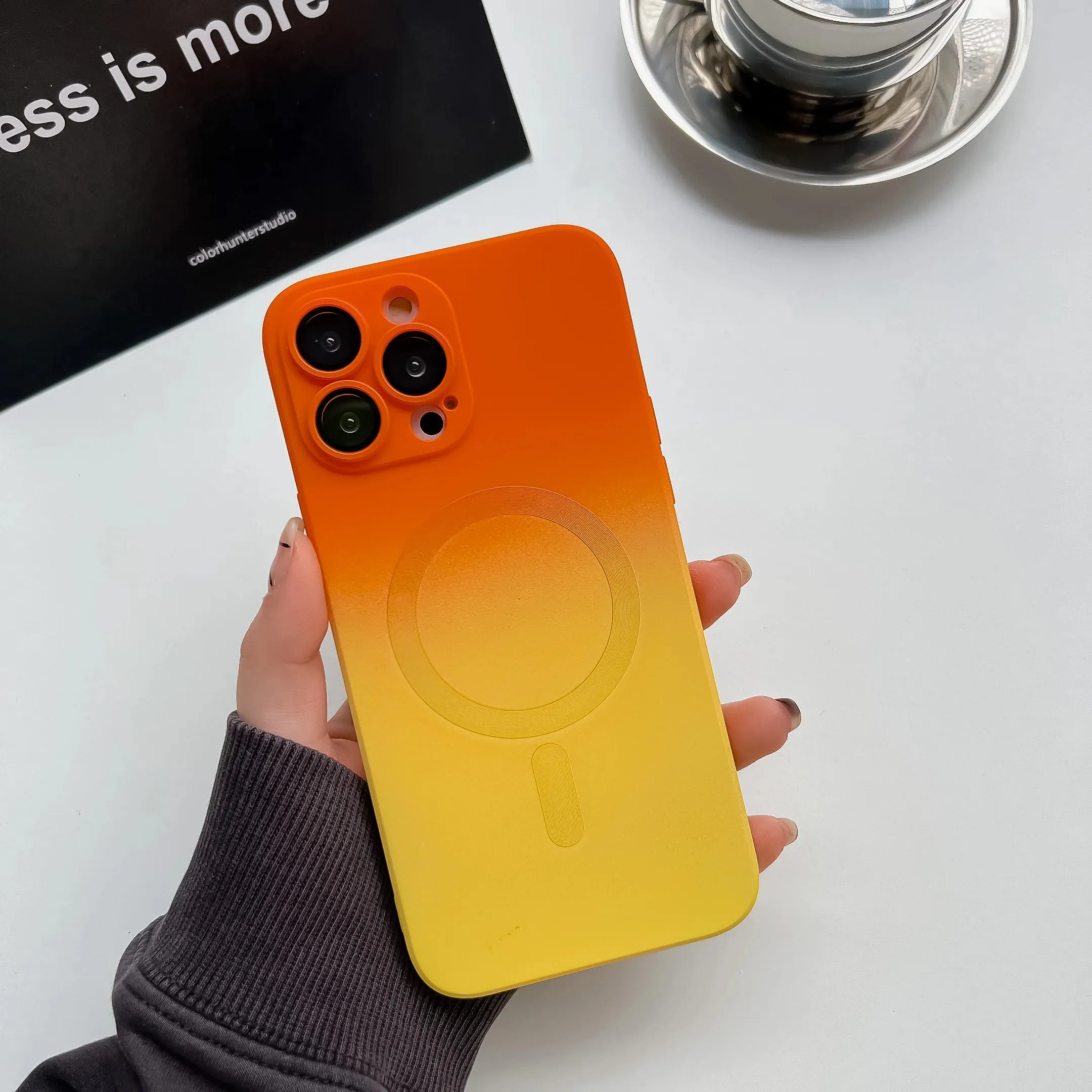 Gradient Dual-Color Magnetic Liquid Silicone Phone Case