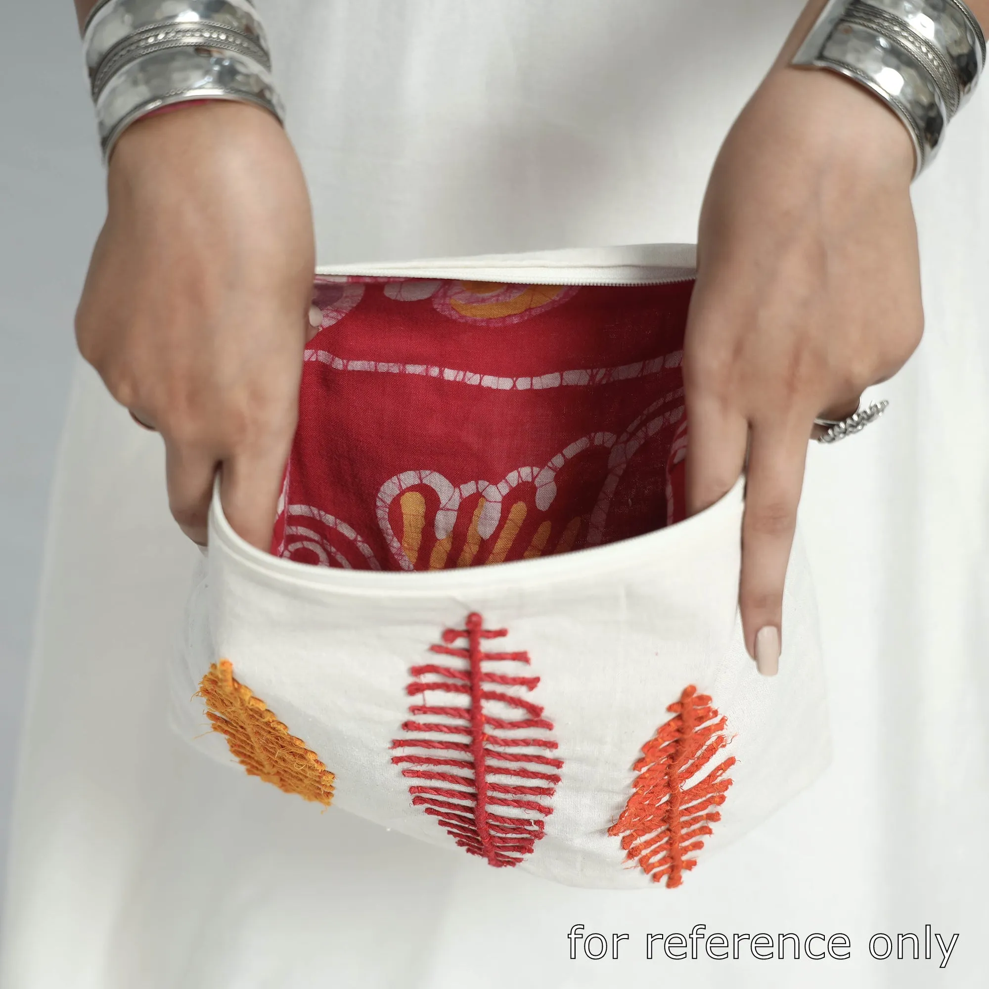 Handcrafted Cotton Recycled Leaf Design Tablet Pouch (10 x 12 in)