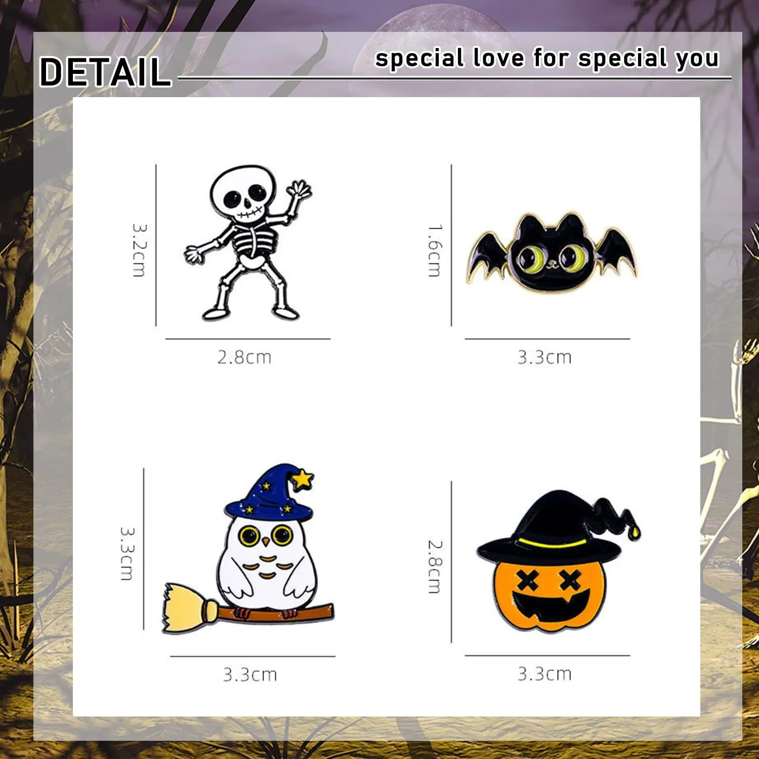 Harlermoon Cute Cartoon Brooch Pins Halloween Brooch Backpack Pins Skull Ghost Decorative Pins for Halloween Christmas Clothes Bags Hats DIY