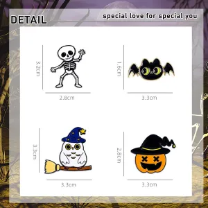 Harlermoon Cute Cartoon Brooch Pins Halloween Brooch Backpack Pins Skull Ghost Decorative Pins for Halloween Christmas Clothes Bags Hats DIY