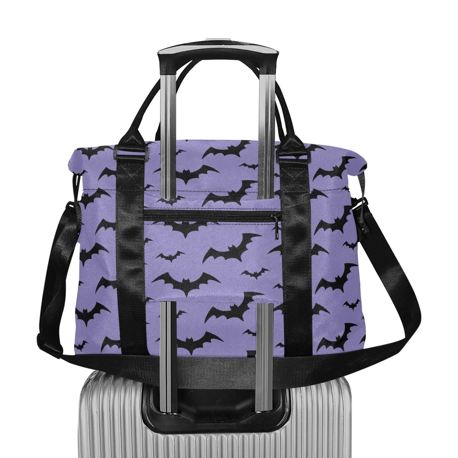 Lilac Bat Print Duffel Travel Bag