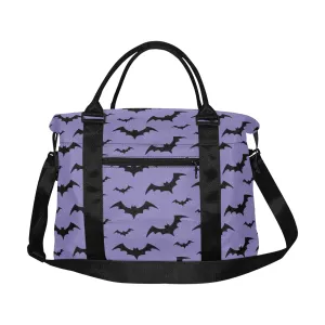 Lilac Bat Print Duffel Travel Bag