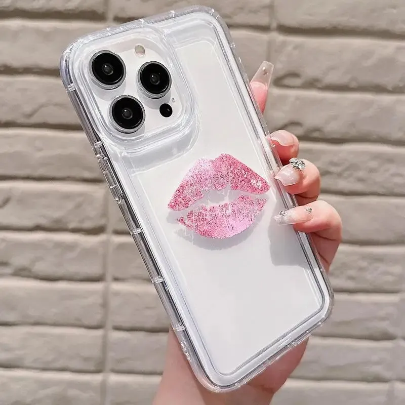 Lip Pattern Clear Phone Case – All-Inclusive Shockproof Mobile Phone Cover
