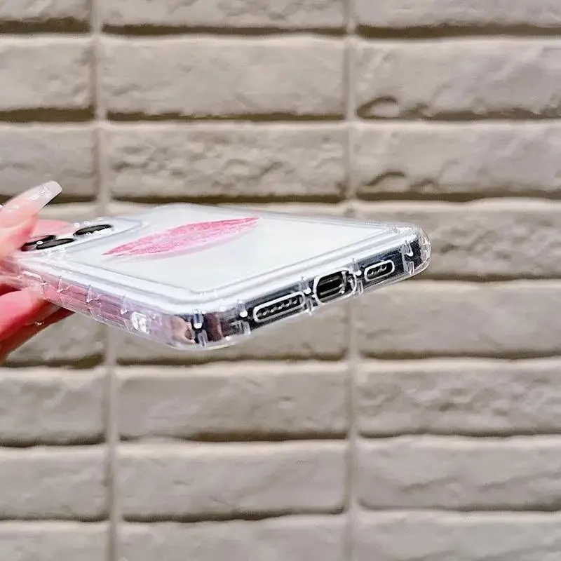 Lip Pattern Clear Phone Case – All-Inclusive Shockproof Mobile Phone Cover