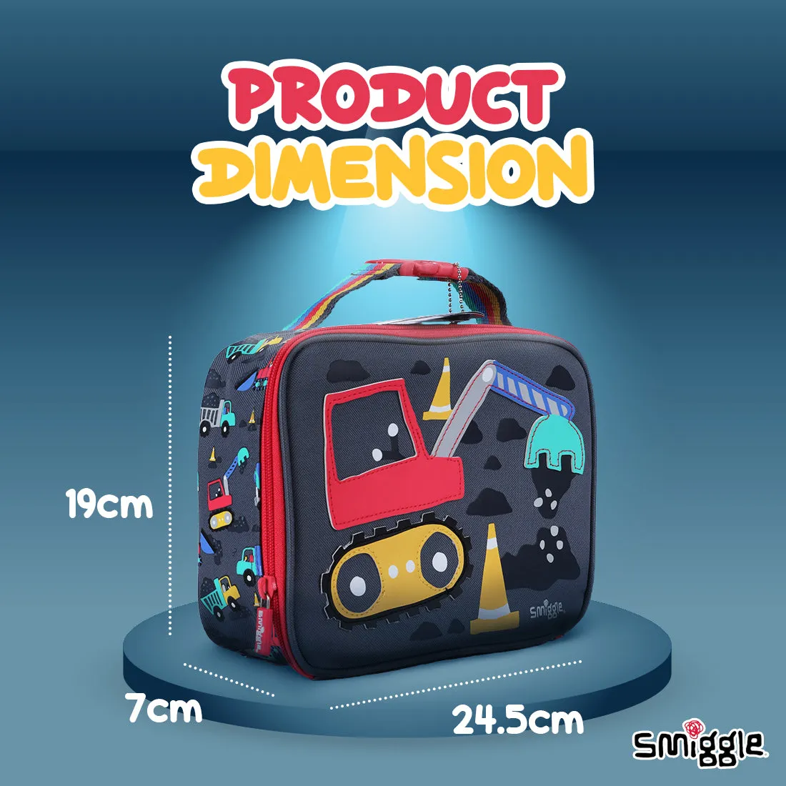 Smiggle Glide Teeny Tiny Square Lunchbox (Bag) Grey, 3Y 