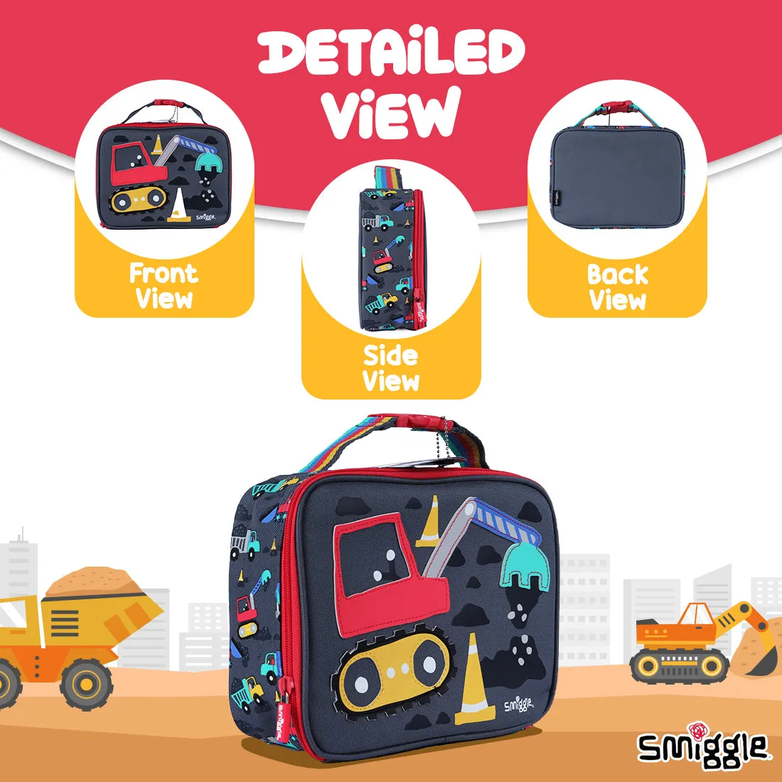 Smiggle Glide Teeny Tiny Square Lunchbox (Bag) Grey, 3Y 
