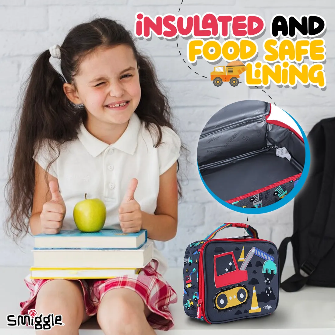 Smiggle Glide Teeny Tiny Square Lunchbox (Bag) Grey, 3Y 