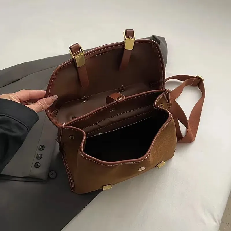 TAVIMART  -  New Autumn Winter Retro NUBUCK Backpack Women Fashion PU Leather Solid College Student Bags Korean Travel Backpacks Lady