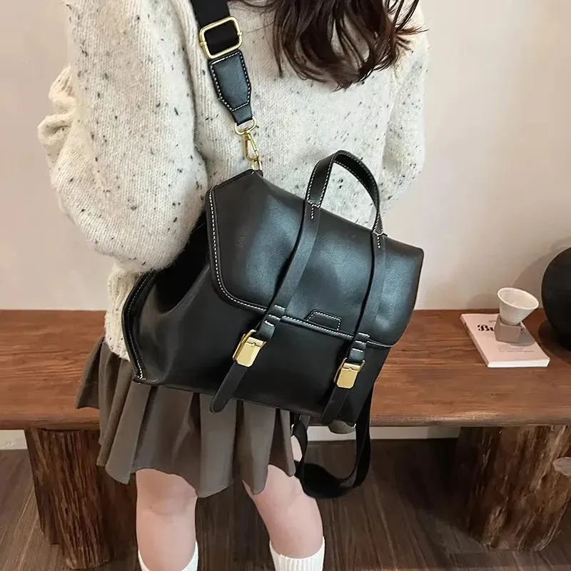 TAVIMART  -  New Autumn Winter Retro NUBUCK Backpack Women Fashion PU Leather Solid College Student Bags Korean Travel Backpacks Lady